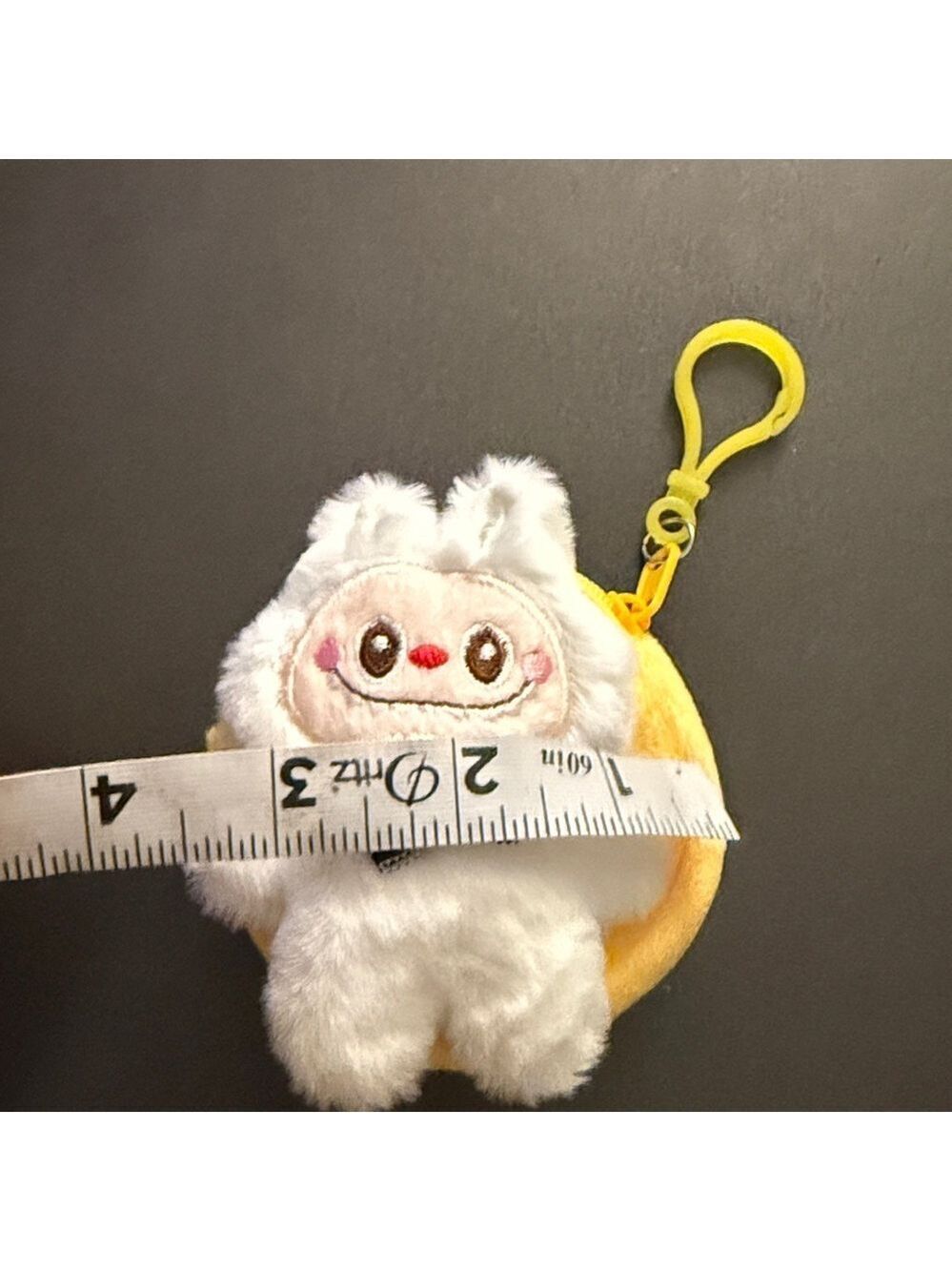 Labubu plush toy keychain White & yellow Plush Character Coin Purse-New - Picture 5 of 6